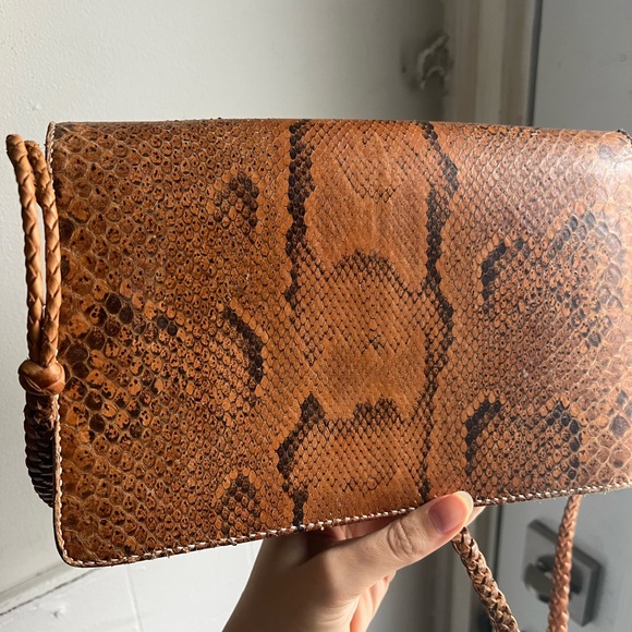 Vintage leather snake skin bag - Picture 5 of 7